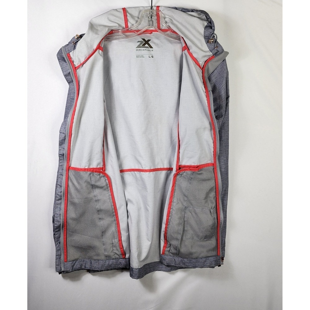 ZeroXposur Jacket Mens L Windbreaker Zipper Pockets Rain Coat Lightweight Gray - Picture 3 of 13